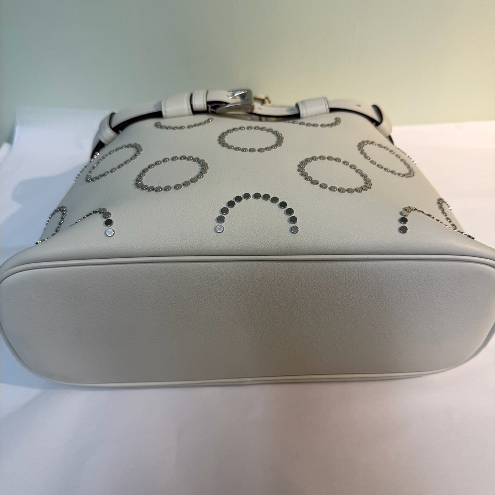 Prada White Studded Leather Tote - Picture 4 of 5